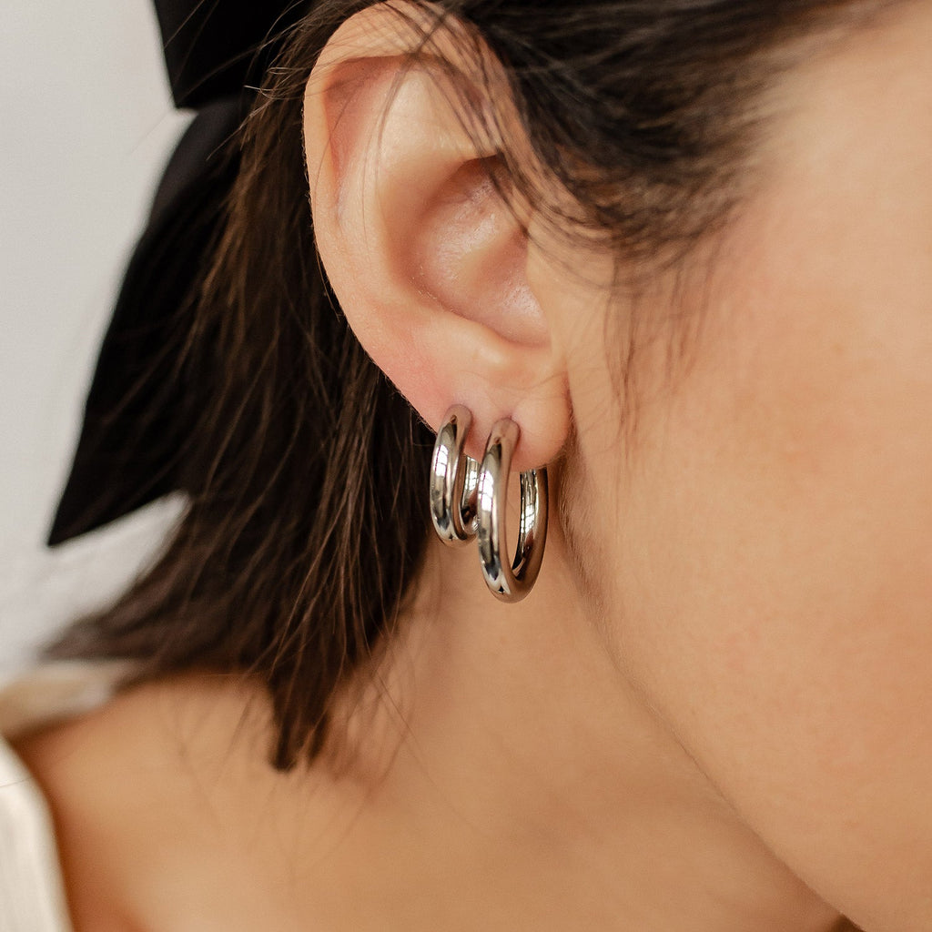 Round Hoop Earring Set Stainless Steel