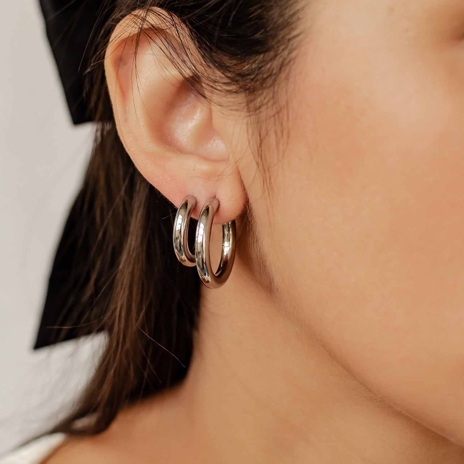 Round Hoop Earring Set Stainless Steel