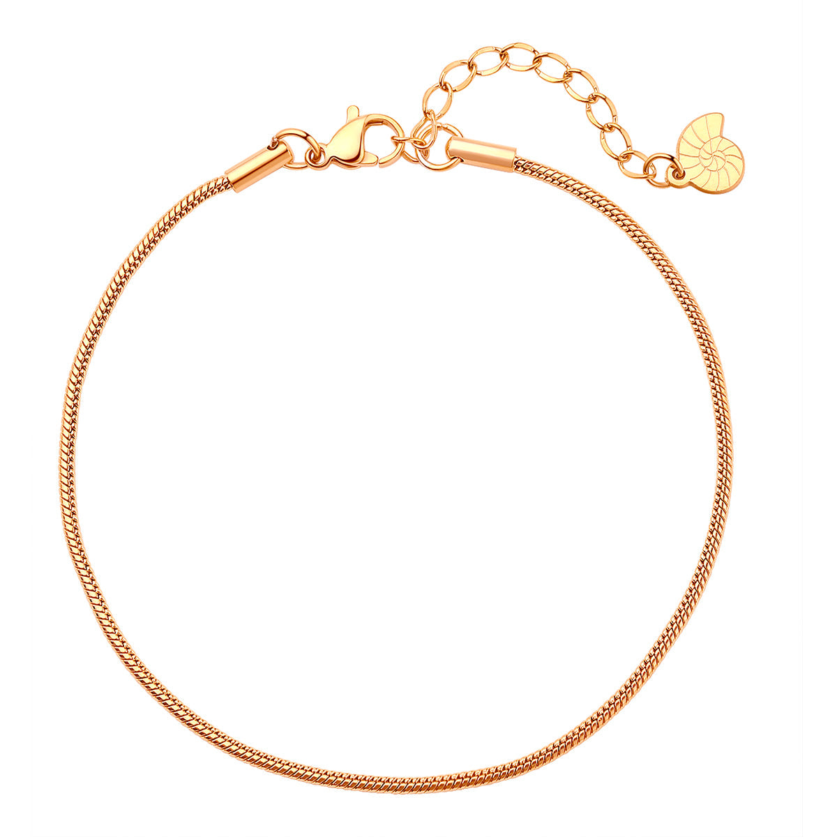 Round Snake Chain Anklet Rose Gold