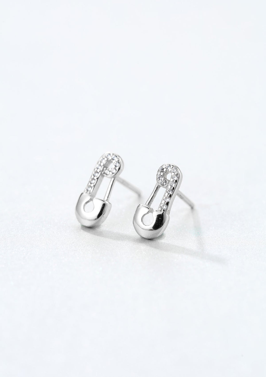 Safety Pin Stud Earrings Sterling Silver