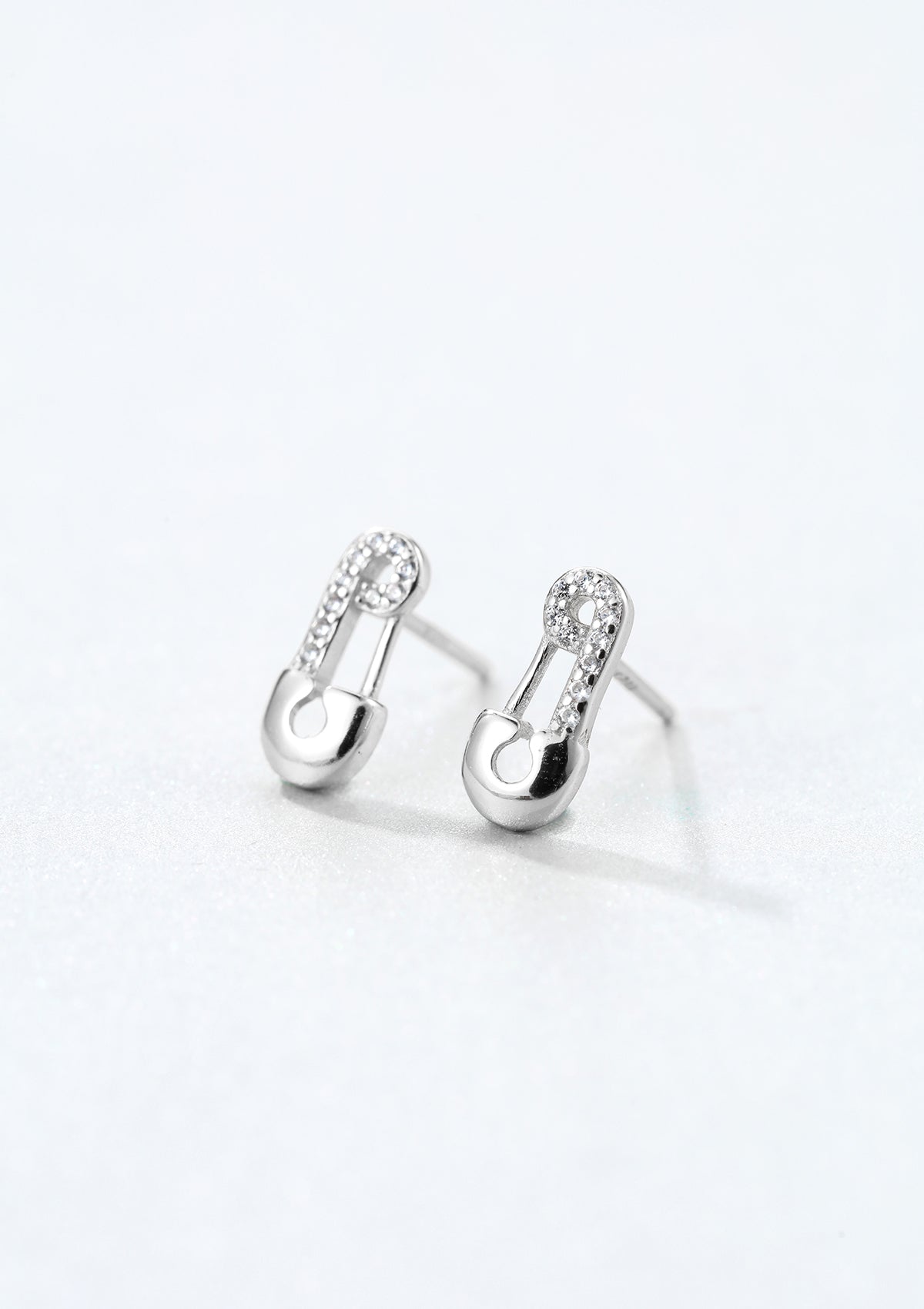 Safety Pin Stud Earrings Sterling Silver