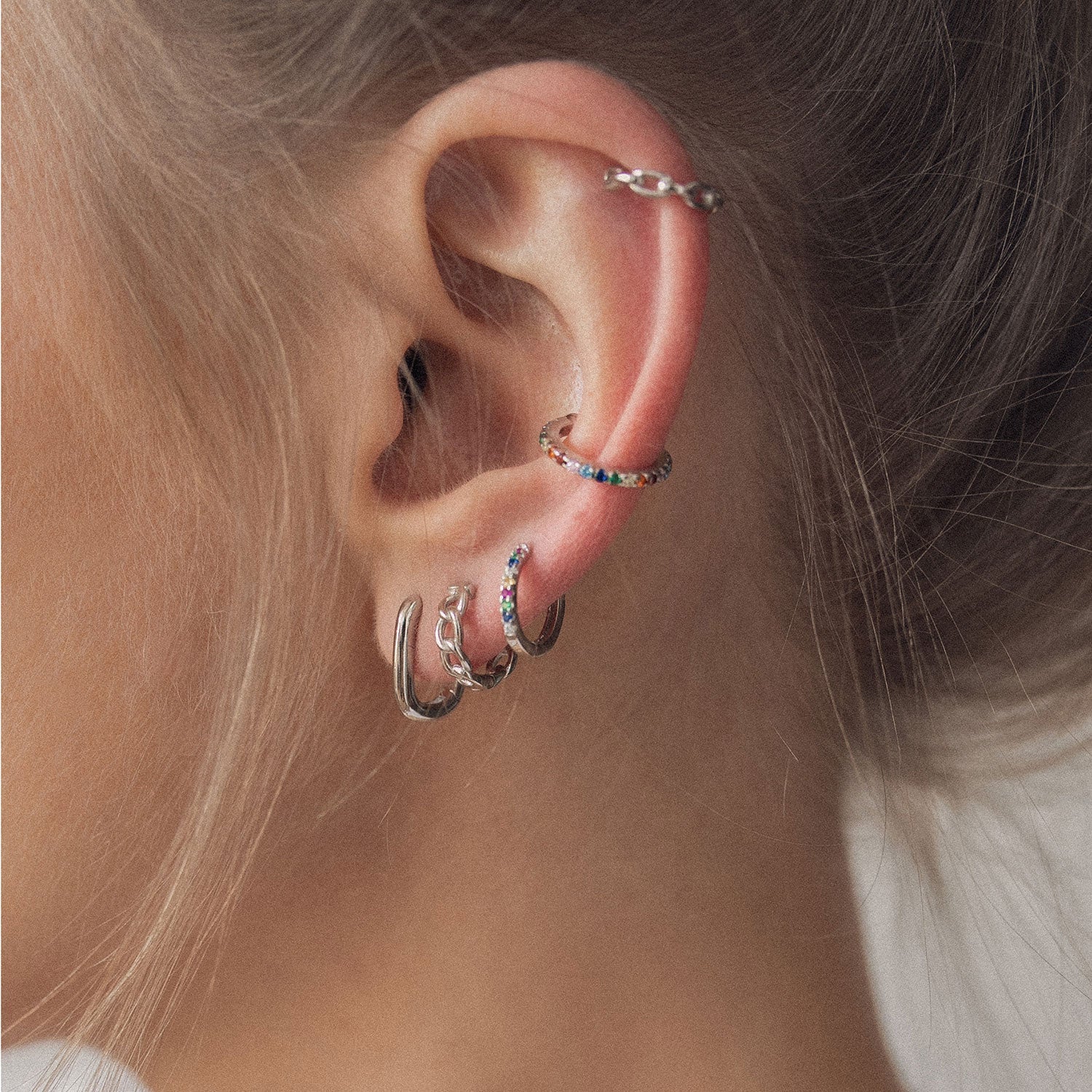 Oval Hoop Huggie Earrings Sterling Silver Gold