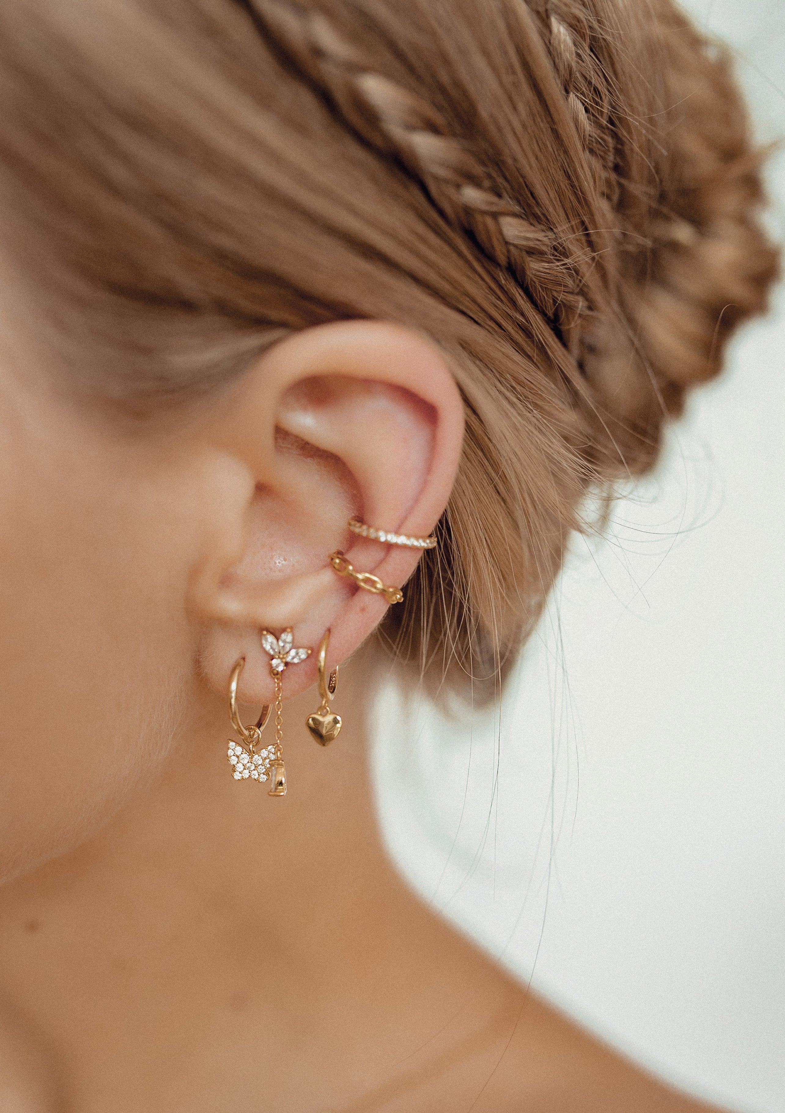 Teardrop Stud Earrings Sterling Silver Gold