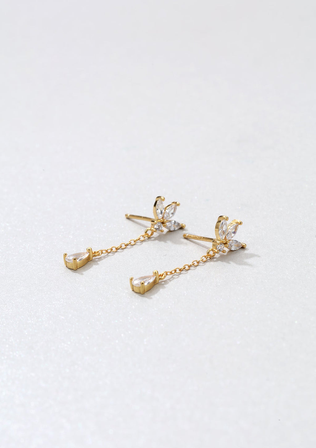 Teardrop Stud Earrings Sterling Silver Gold