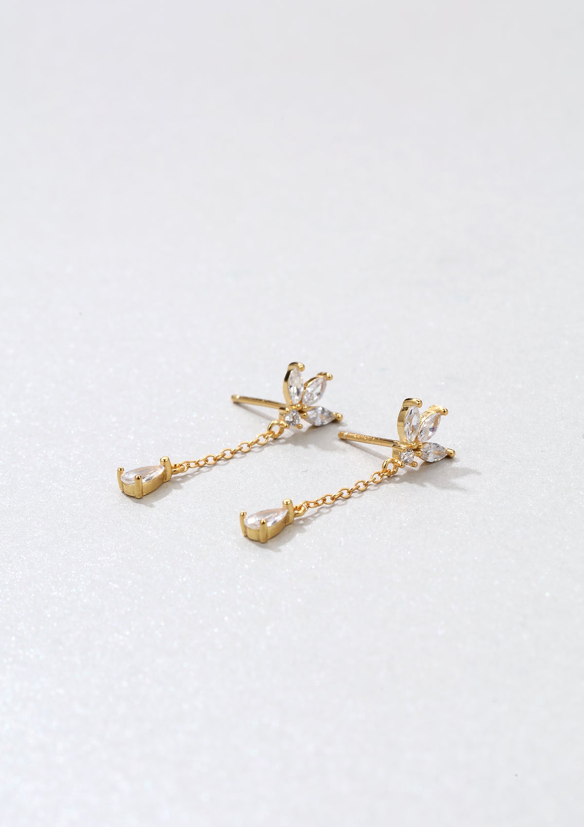 Teardrop Stud Earrings Sterling Silver Gold