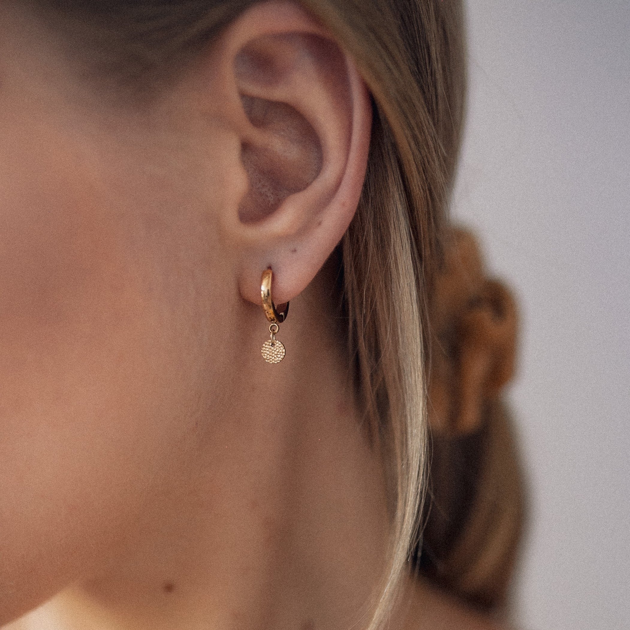 Textured Circle Hoop Earrings Gold