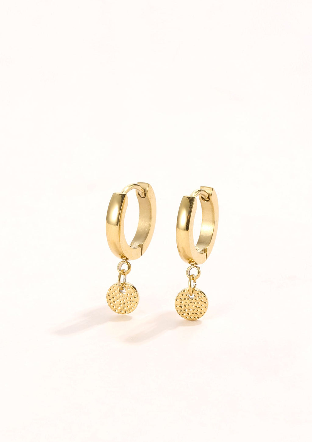 Textured Circle Hoop Earrings Gold