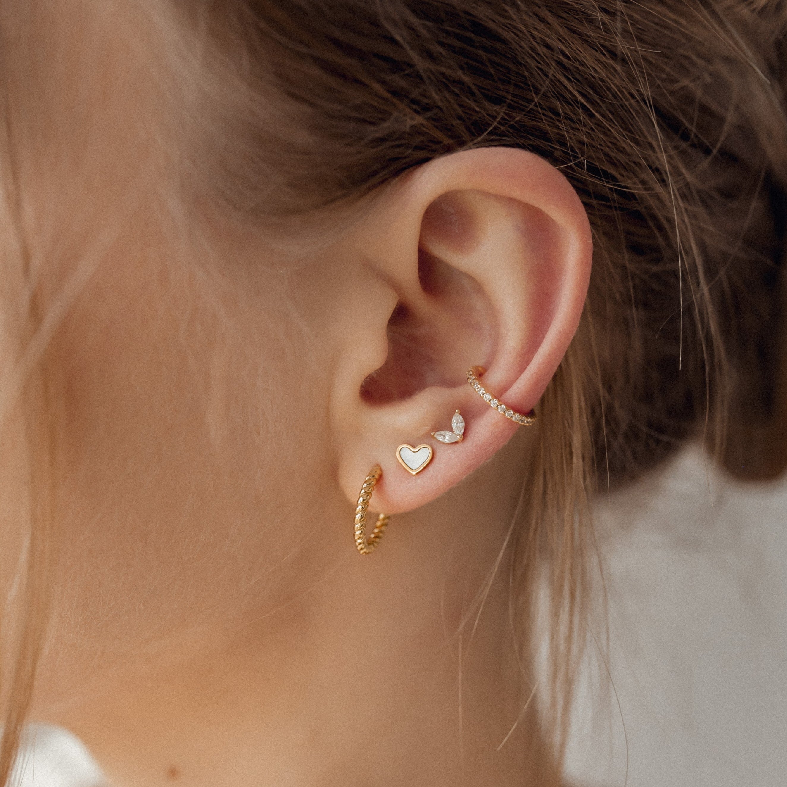 Twisted Hoop Earrings Sterling Silver Gold