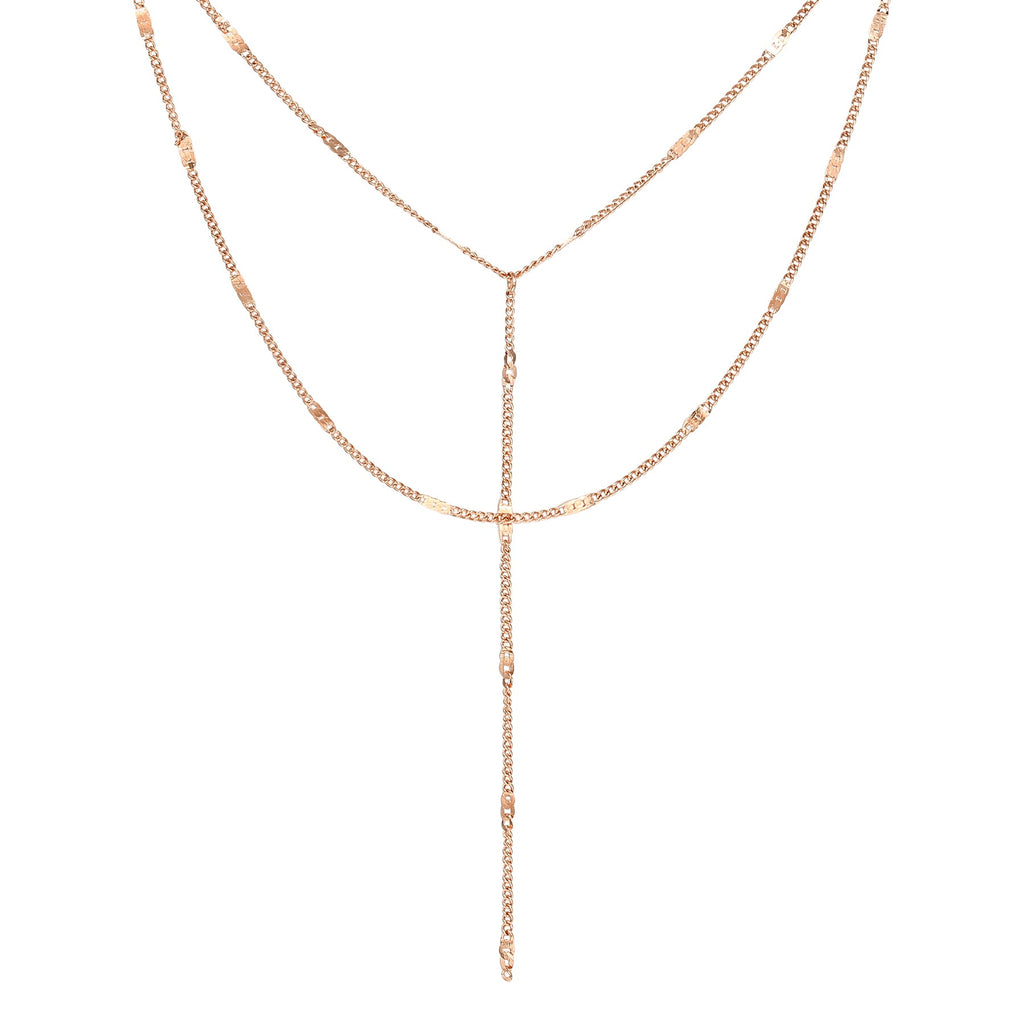 Y Layered Necklace Rose Gold